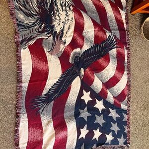 Goodwin Weavers Cotton Patriotic Eagle and Flag Tapestry Blanket
